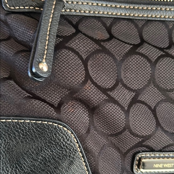Nine West Black Signature Logo Zip-Top Tote Shoulder Bag - Picture 5 of 12